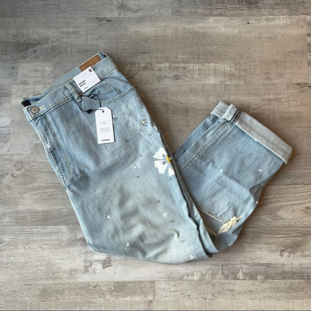 NWT | Express Distressed Girlfriend Jeans